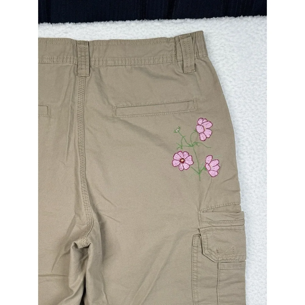 NEW - C.E. Schmidt Cargo Shorts Khaki- Men's 32 - Embroidered Birds Flowers
